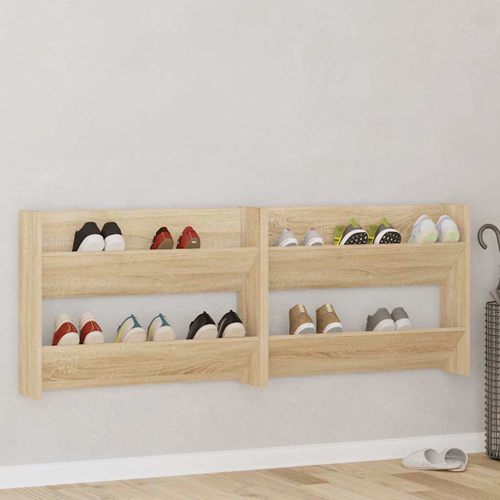Vidaxx Wandschuhschränke 2 Stk. 80x18x60 cm Spanplatte Sonoma-Eiche
