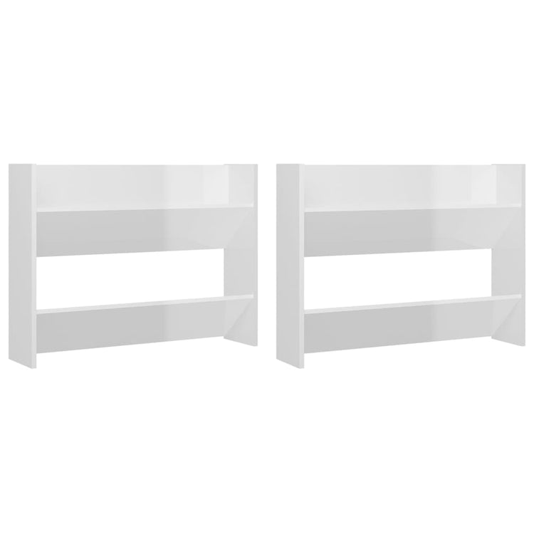 Vidaxl Wandschuhschränke 2 ST 80x18x60 cm Propertiertes Holz Hochglanz weiß