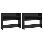 Vidaxl Wandschuhschränke 2 St 80x18x60 cm Holz Hochglanzschwarz schwarz - afbeelding 2