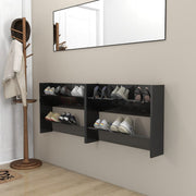 Vidaxl Wandschuhschränke 2 St 80x18x60 cm Holz Hochglanzschwarz schwarz - afbeelding 1