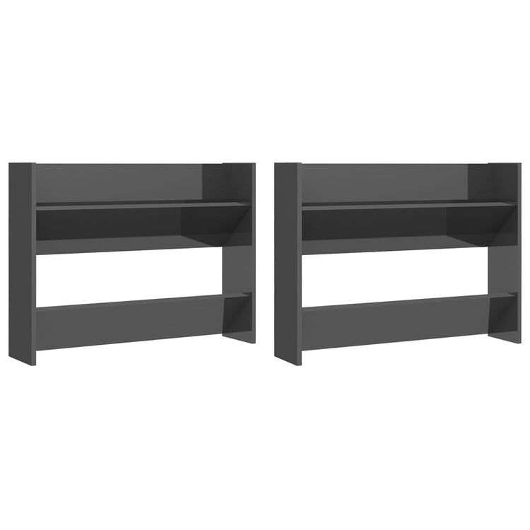 Vidaxl Wandschuhschränke 2 ST 80x18x60 cm Holz Hochglanzgrau grau