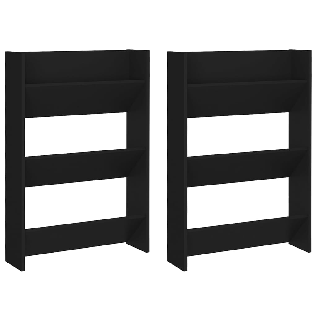 Vidaxl Wandschuhschränke 2 Stcs 60x18x90 cm verarbeitetes Holz schwarz