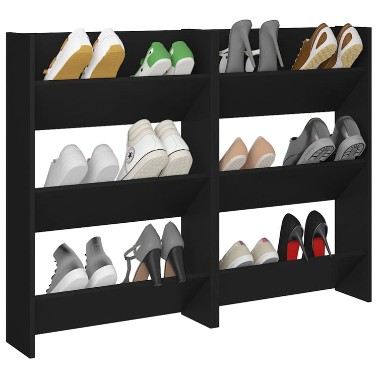 Vidaxl Wandschuhschränke 2 Stcs 60x18x90 cm verarbeitetes Holz schwarz
