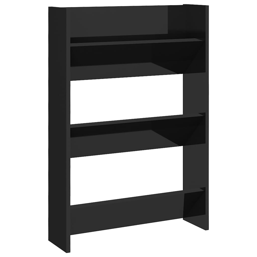 Vidaxl Wandschuhschrank 60x18x90 cm propertiertes Holz Hochglanzschwarz schwarz