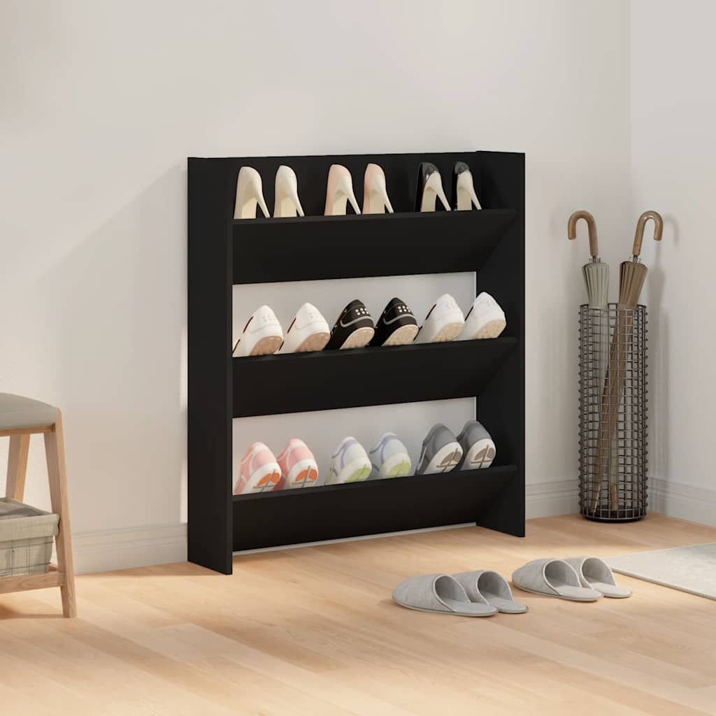 Vidaxl Wandschuhschrank 80x18x90 cm propertiertes Holzschwarz