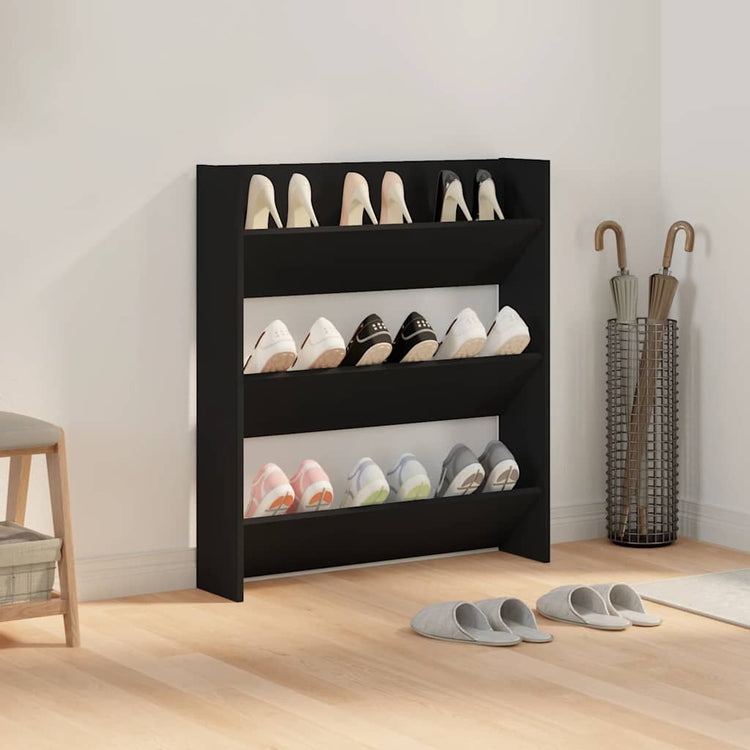 Vidaxl Wandschuhschrank 80x18x90 cm propertiertes Holzschwarz