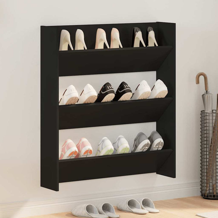 Vidaxl Wandschuhschrank 80x18x90 cm propertiertes Holzschwarz
