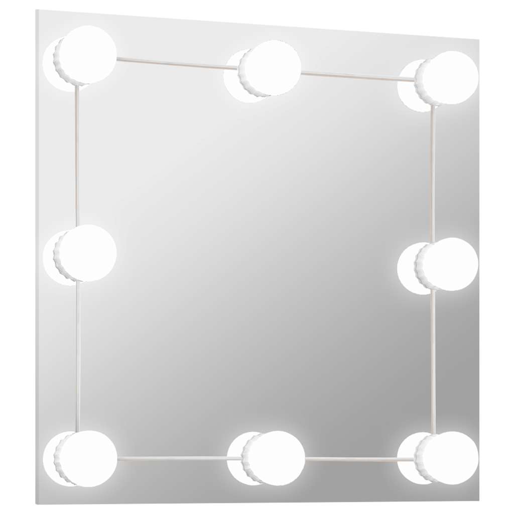 Vidaxl Wandspiegel mit LED -Lampen quadratische Glas