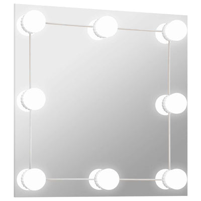 Vidaxl Wandspiegel mit LED -Lampen quadratische Glas
