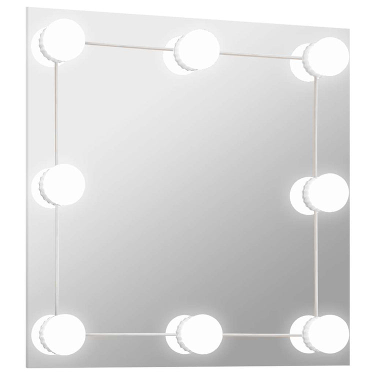 Vidaxl Wandspiegel mit LED -Lampen quadratische Glas