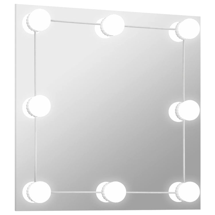 Vidaxl Wandspiegel mit LED -Lampen quadratische Glas