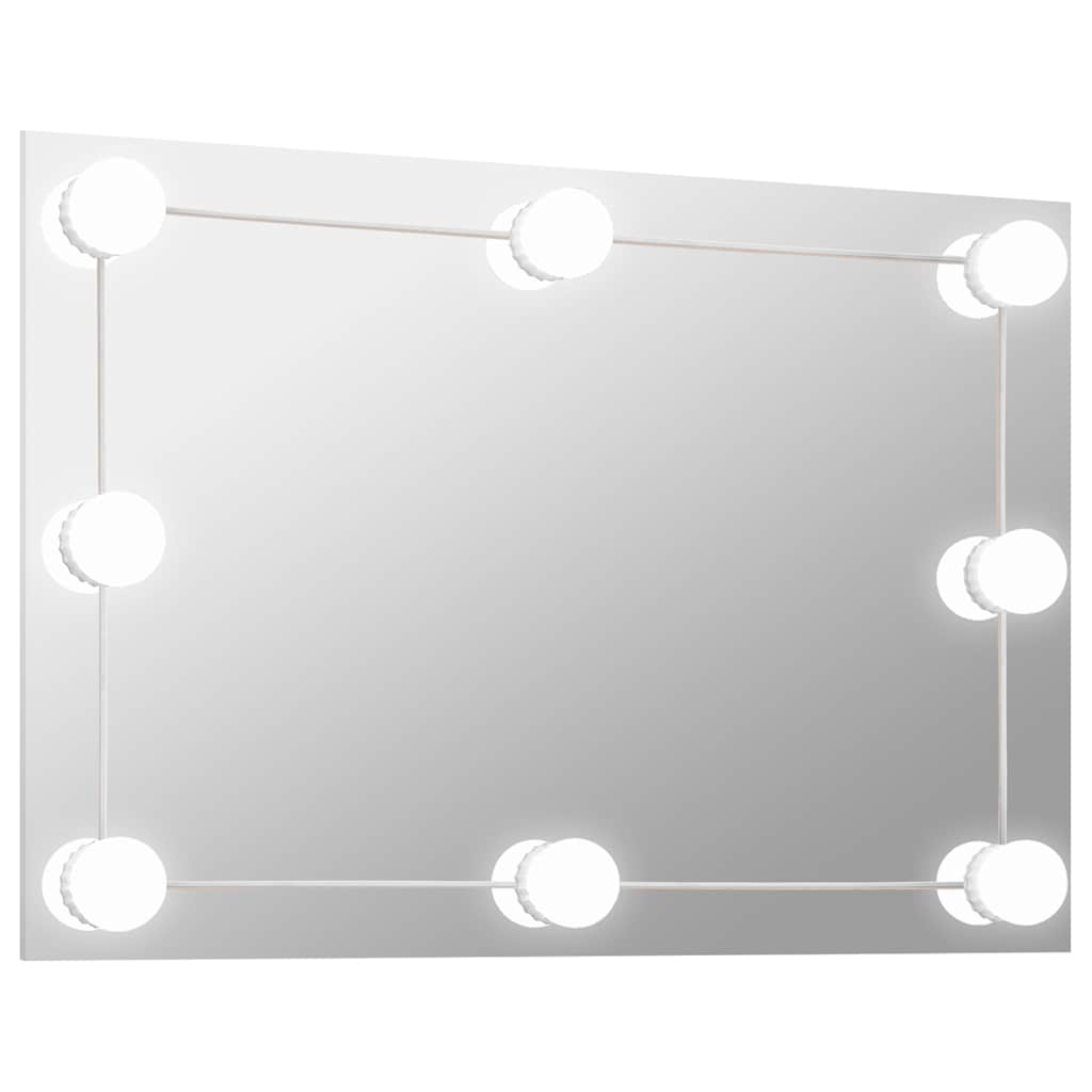 Vidaxl -Wandspiegel mit LED -Lampen rechteckig Glas