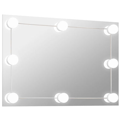Vidaxl -Wandspiegel mit LED -Lampen rechteckig Glas