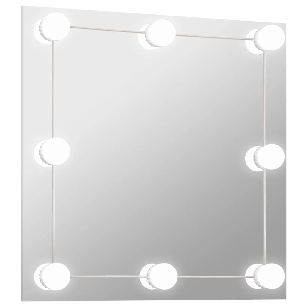 Vidaxl Wandspiegel mit LED -Lampen quadratische Glas