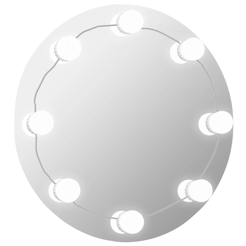 Vidaxl -Wandspiegel mit LED -Lampen um Glas