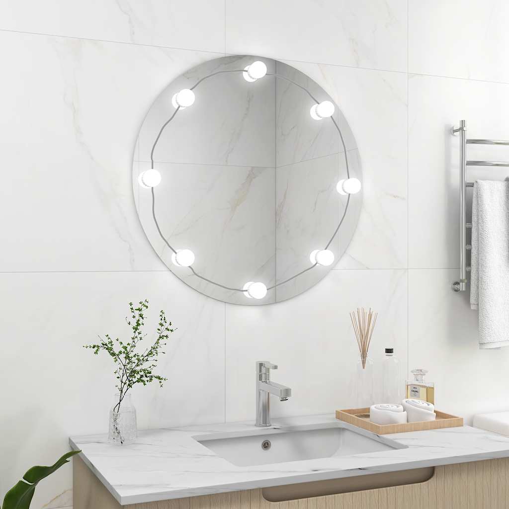 Vidaxl -Wandspiegel mit LED -Lampen um Glas