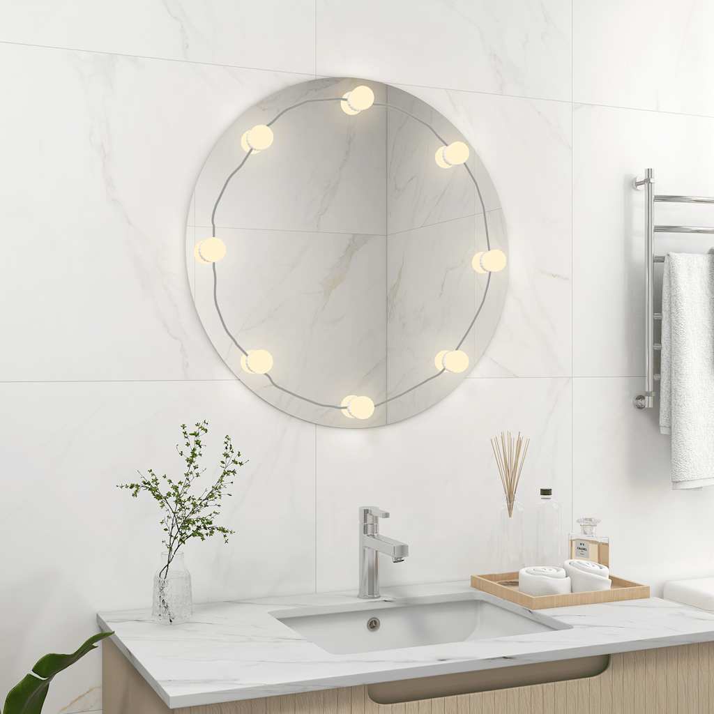 Vidaxl -Wandspiegel mit LED -Lampen um Glas