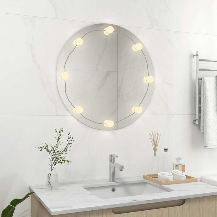 Vidaxl -Wandspiegel mit LED -Lampen um Glas