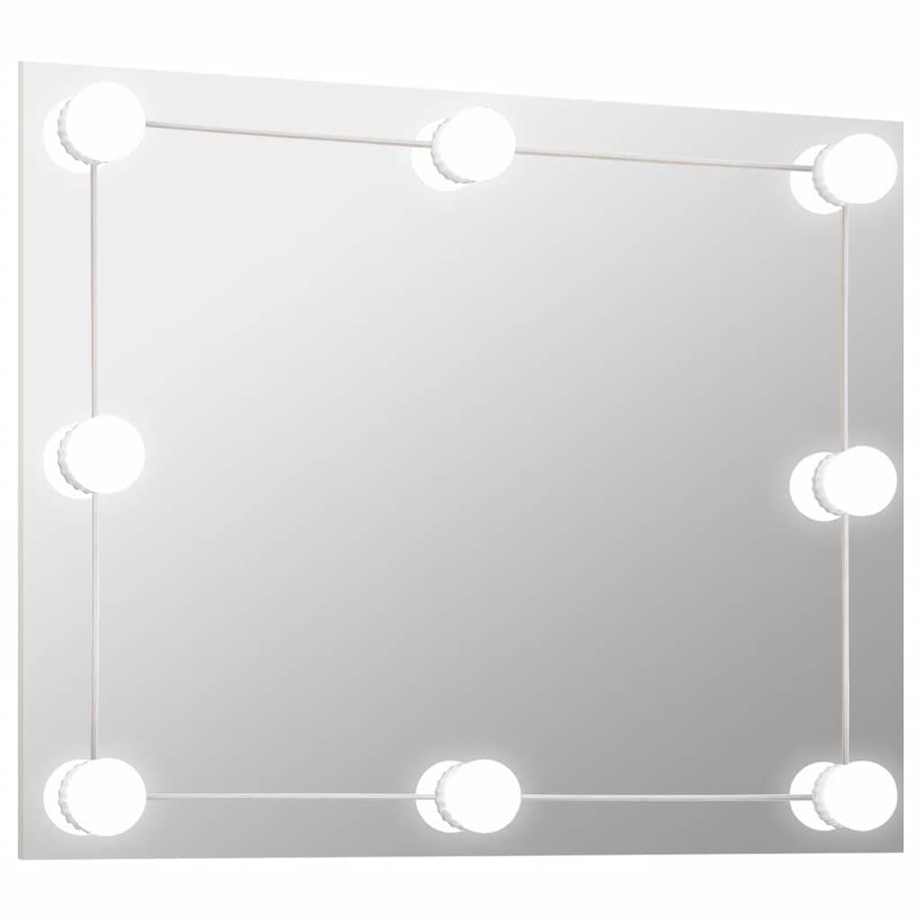 Vidaxl Wandspiegel ohne Rahmen LED -Lampen rechteckiges Glas