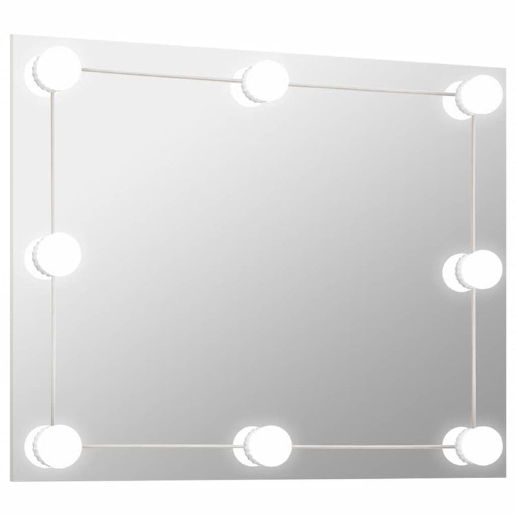 Vidaxl Wandspiegel ohne Rahmen LED -Lampen rechteckiges Glas
