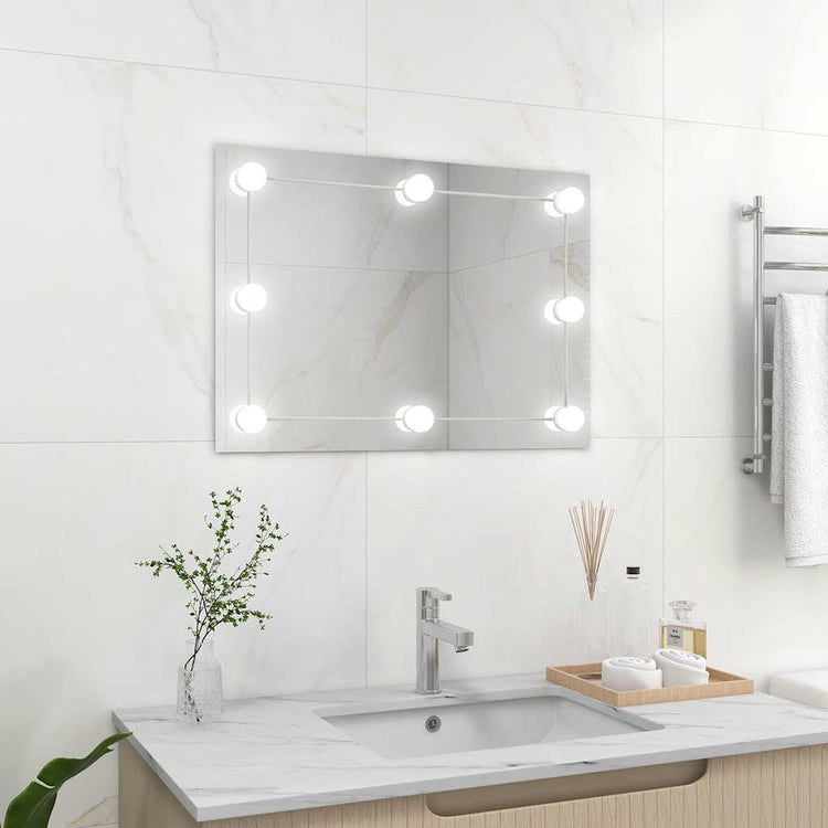 Vidaxl Wandspiegel ohne Rahmen LED -Lampen rechteckiges Glas