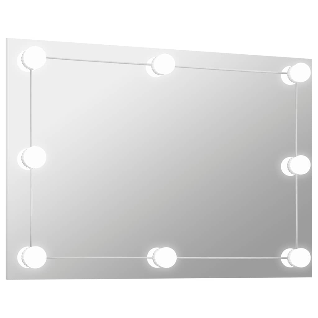 Vidaxl Wandspiegel ohne Rahmen LED -Lampen rechteckiges Glas