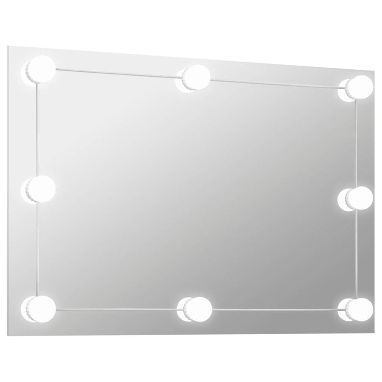 Vidaxl Wandspiegel ohne Rahmen LED -Lampen rechteckiges Glas
