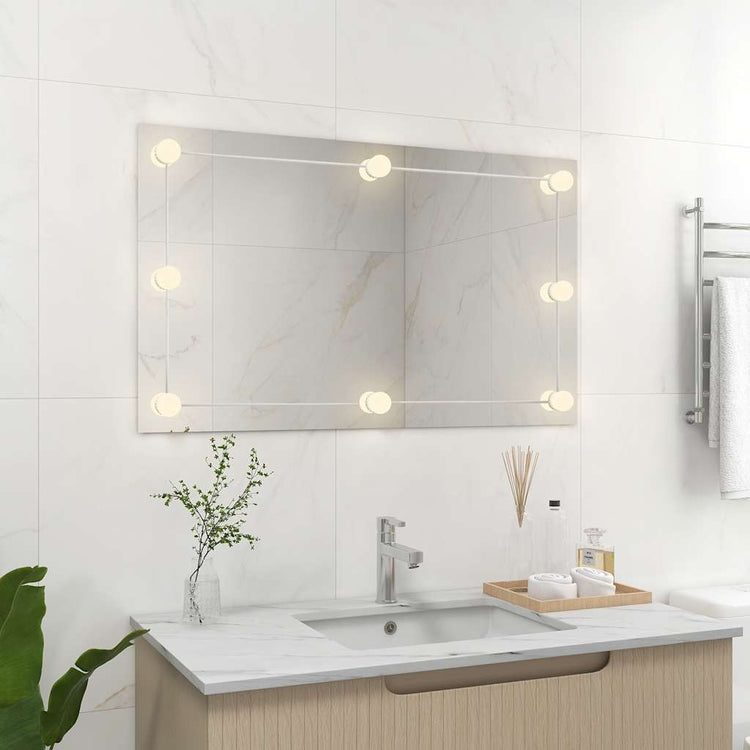 Vidaxl Wandspiegel ohne Rahmen LED -Lampen rechteckiges Glas