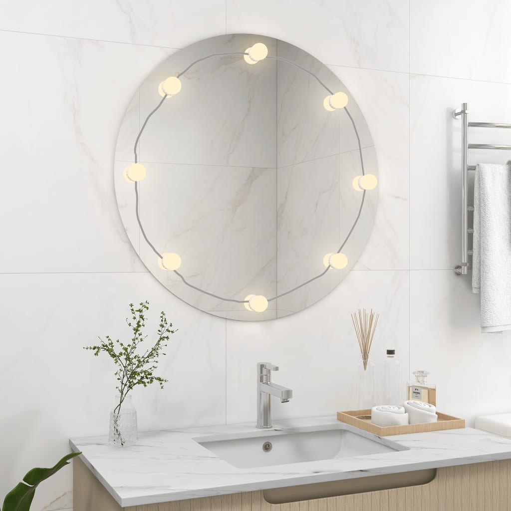 Vidaxl Wandspiegel ohne Liste der LED -Lampen um Glas