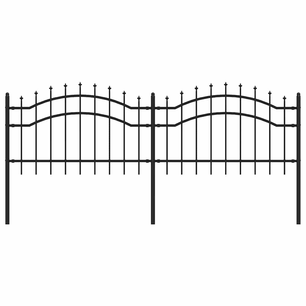Vidaxl -Gartenzaun mit Pfahlpunkten 115 cm Pulver -beschichtetes Stahlschwarz