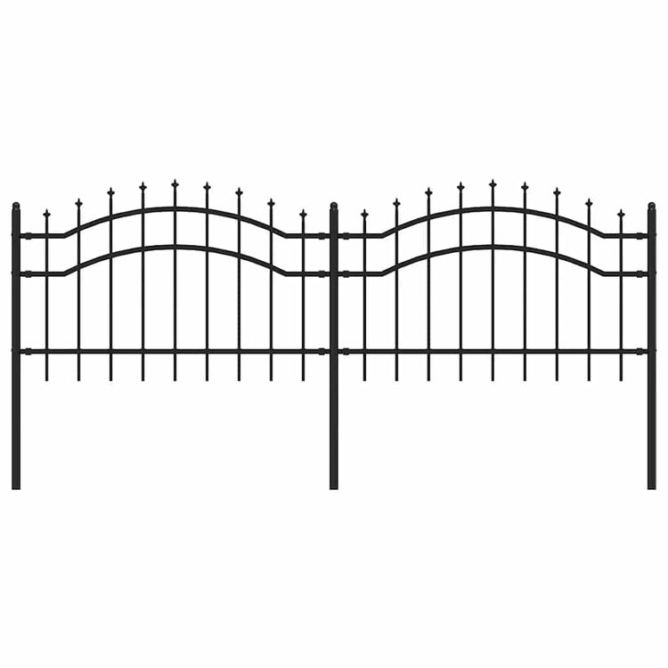 Vidaxl -Gartenzaun mit Pfahlpunkten 115 cm Pulver -beschichtetes Stahlschwarz