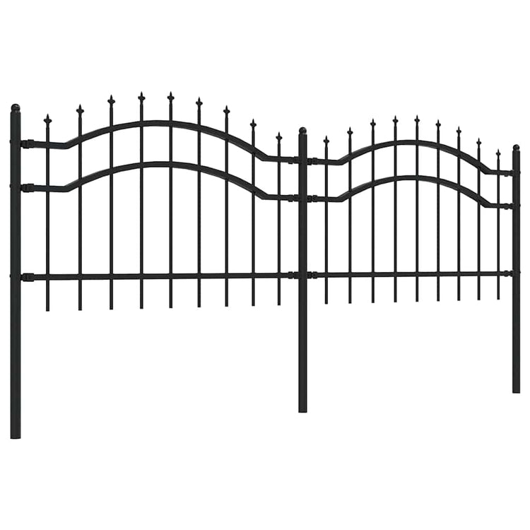 Vidaxl -Gartenzaun mit Pfahlpunkten 115 cm Pulver -beschichtetes Stahlschwarz
