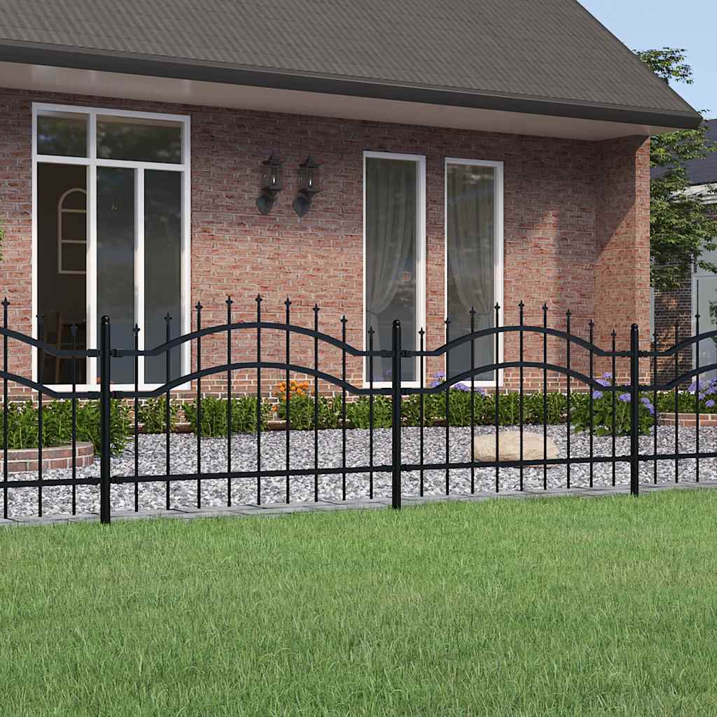 Vidaxl -Gartenzaun mit Pfahlpunkten 115 cm Pulver -beschichtetes Stahlschwarz