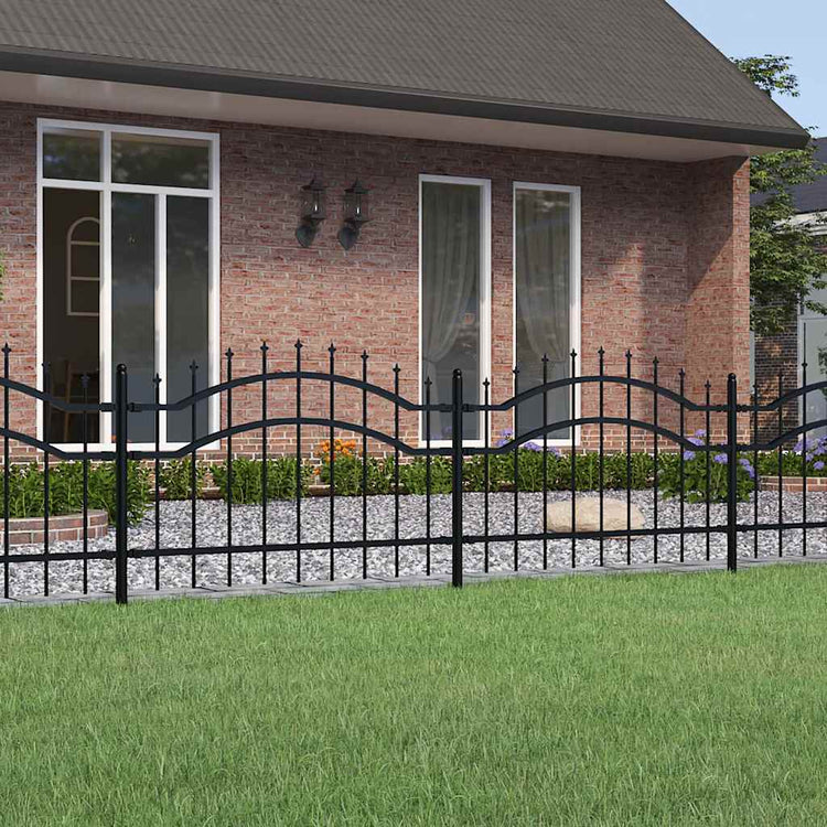 Vidaxl -Gartenzaun mit Pfahlpunkten 115 cm Pulver -beschichtetes Stahlschwarz