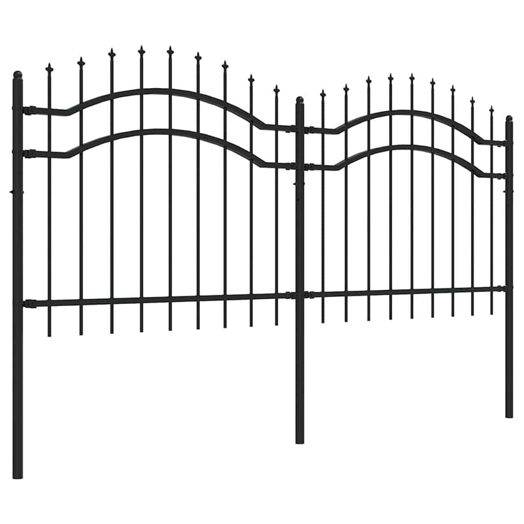 Vidaxl -Gartenzaun mit Spilepunkten 140 cm Pulver -Stahlschwarz