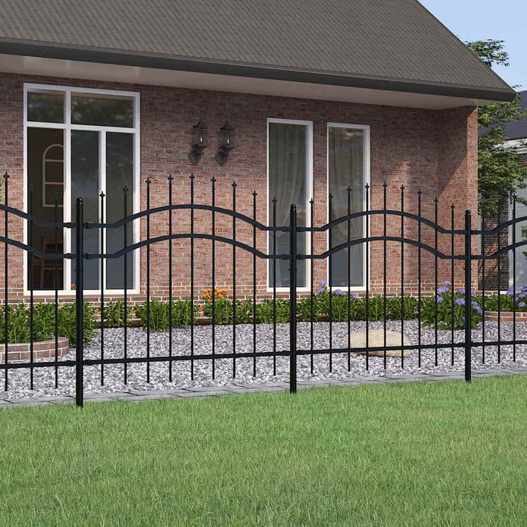Vidaxl -Gartenzaun mit Spilepunkten 140 cm Pulver -Stahlschwarz