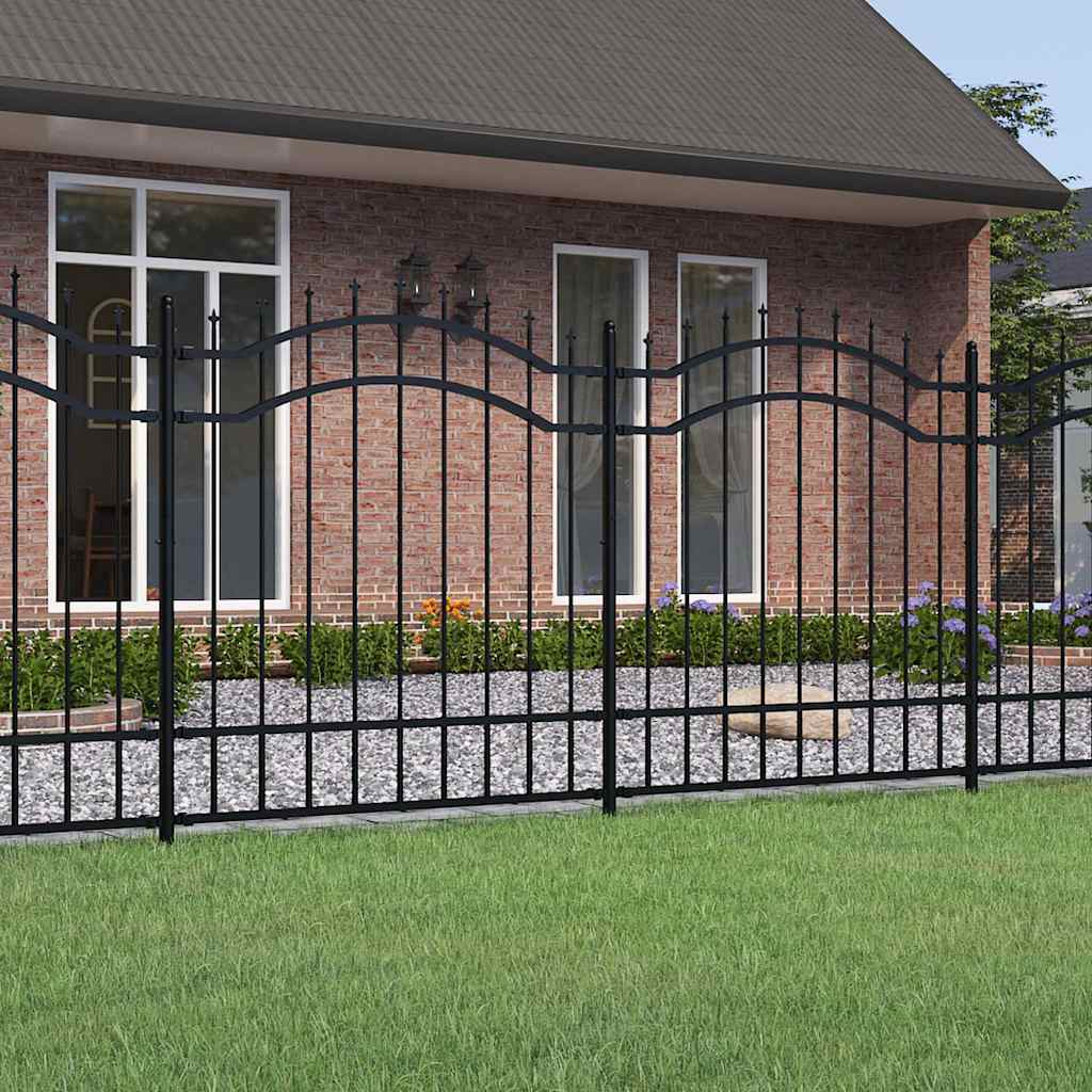 Vidaxl -Gartenzaun mit Spilepunkten 165 cm Pulver -Stahlschwarz