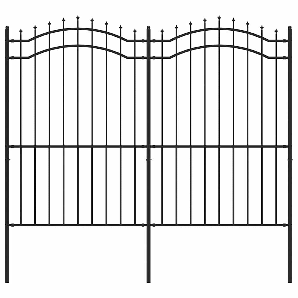 Vidaxl Gartenzaun mit Spilepunkten 222 cm Pulver -Stahl schwarz