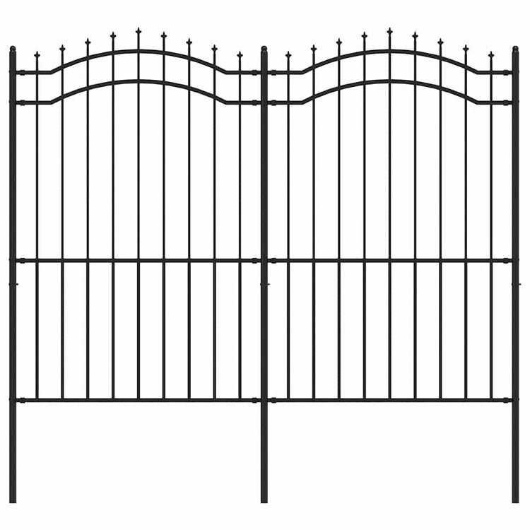 Vidaxl Gartenzaun mit Spilepunkten 222 cm Pulver -Stahl schwarz