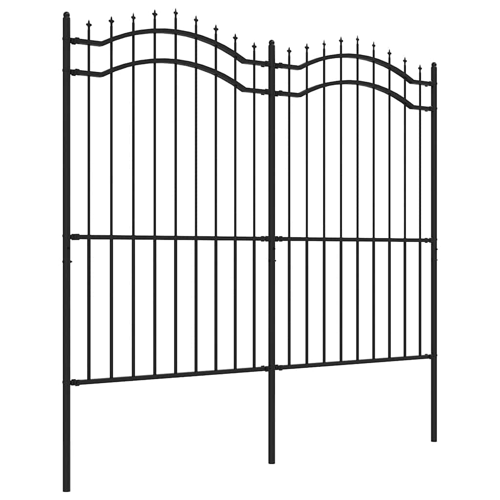 Vidaxl Gartenzaun mit Spilepunkten 222 cm Pulver -Stahl schwarz