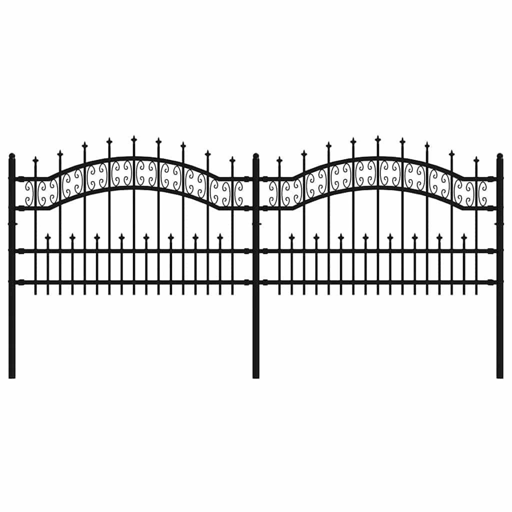 Vidaxl -Gartenzaun mit Pfahlpunkten 115 cm Pulver -beschichtetes Stahlschwarz