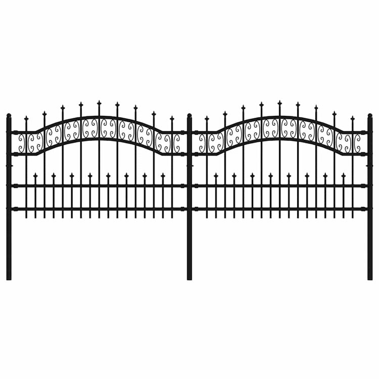Vidaxl -Gartenzaun mit Pfahlpunkten 115 cm Pulver -beschichtetes Stahlschwarz