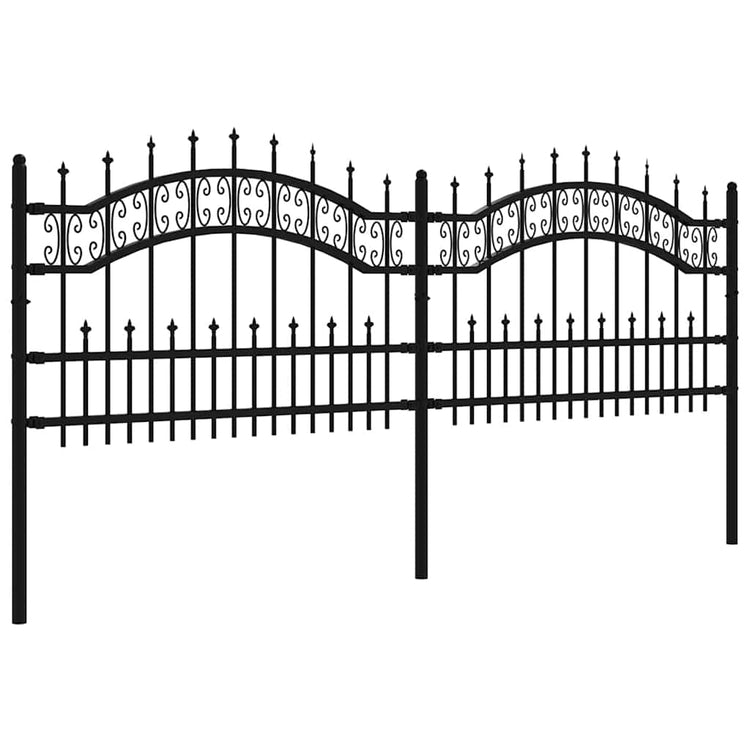Vidaxl -Gartenzaun mit Pfahlpunkten 115 cm Pulver -beschichtetes Stahlschwarz