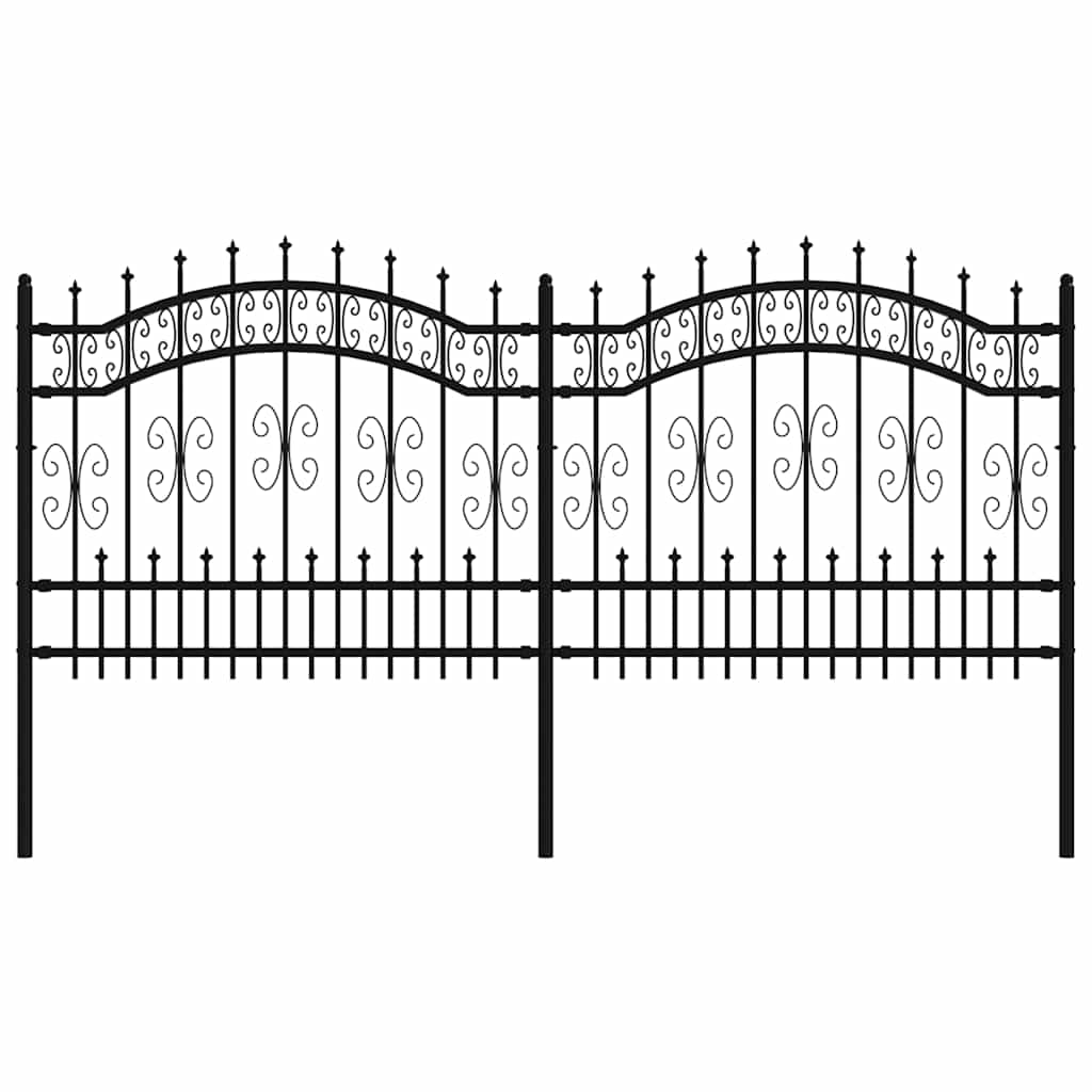 Vidaxl -Gartenzaun mit Spilepunkten 140 cm Pulver -Stahlschwarz