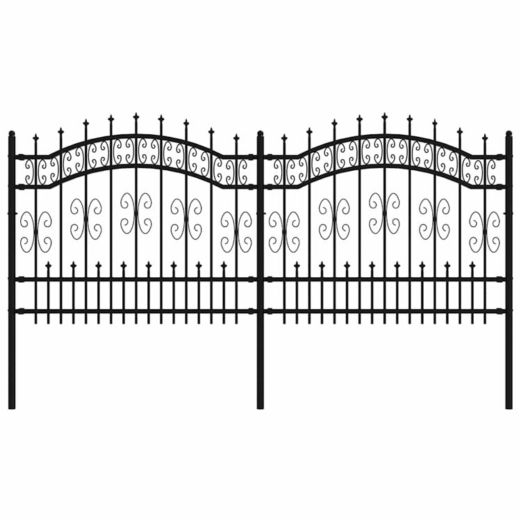 Vidaxl -Gartenzaun mit Spilepunkten 140 cm Pulver -Stahlschwarz