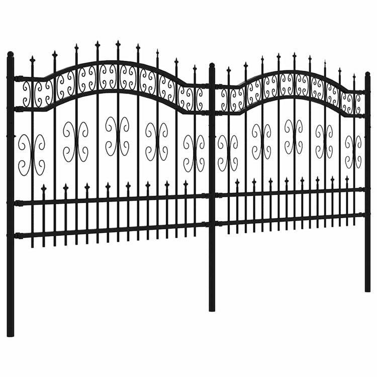Vidaxl -Gartenzaun mit Spilepunkten 140 cm Pulver -Stahlschwarz