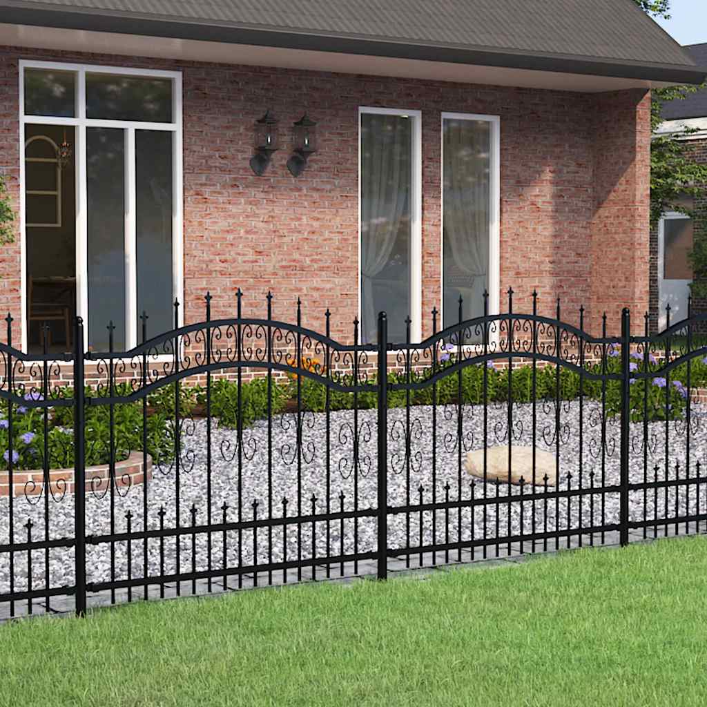 Vidaxl -Gartenzaun mit Spilepunkten 140 cm Pulver -Stahlschwarz