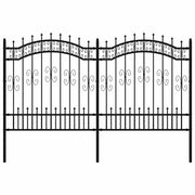 Vidaxl -Gartenzaun mit Spilepunkten 165 cm Pulver -Stahlschwarz - afbeelding 2