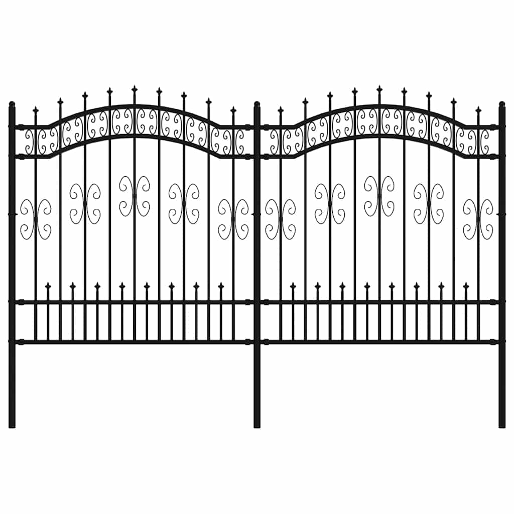Vidaxl -Gartenzaun mit Spilepunkten 165 cm Pulver -Stahlschwarz