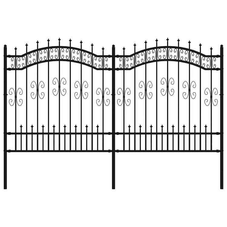 Vidaxl -Gartenzaun mit Spilepunkten 165 cm Pulver -Stahlschwarz